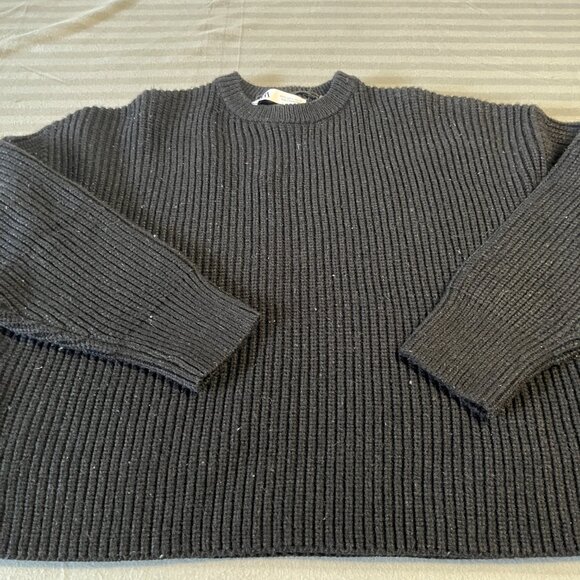 ZARA Sweater Womens Small Black Cropped Oversized Crewneck - Picture 3 of 6
